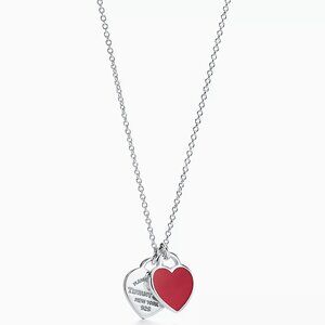 Authentic Tiffany Double Red Heart Necklace